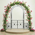 thumbnail image 4 of Garden Arch Arbor Trellis for Climbing Plants with Gate, Garden Arch Outdoor Wedding Arch, for Wedding Ceremony Party Plant Climbing Rose Vines Lawn Courtyard Patio Black, 7.15ft, 4 of 12