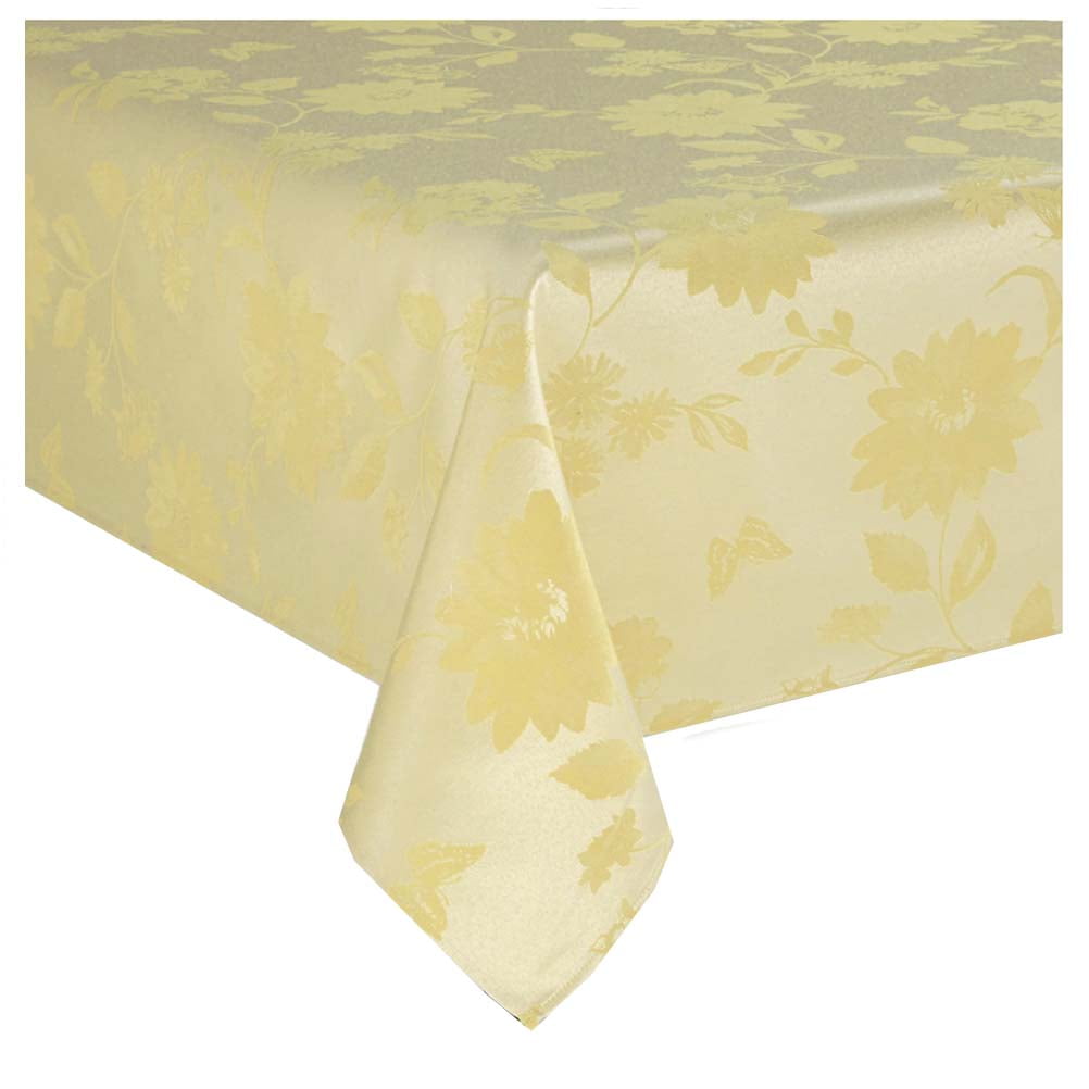 Spring Yellow Tablecloth with Butterflies and Flowers (60 x 84