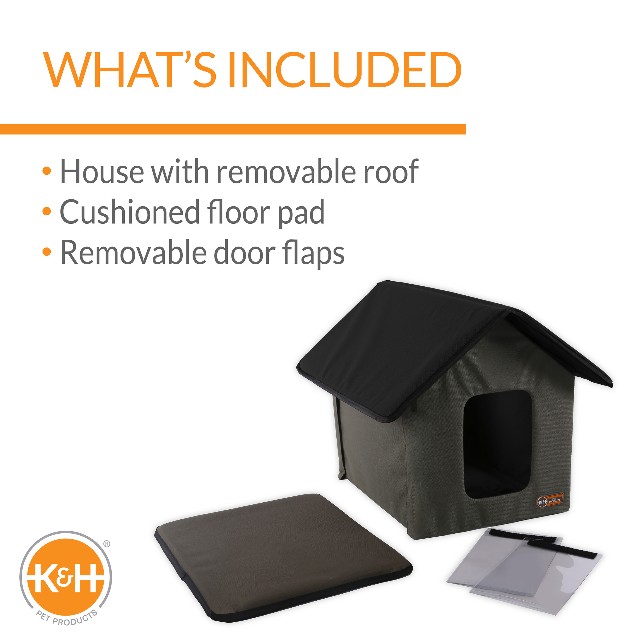 K&H Pet Products Outdoor Kitty House Cat Shelter (Unheated) Olive/Black 19 X 22 X 17 Inches