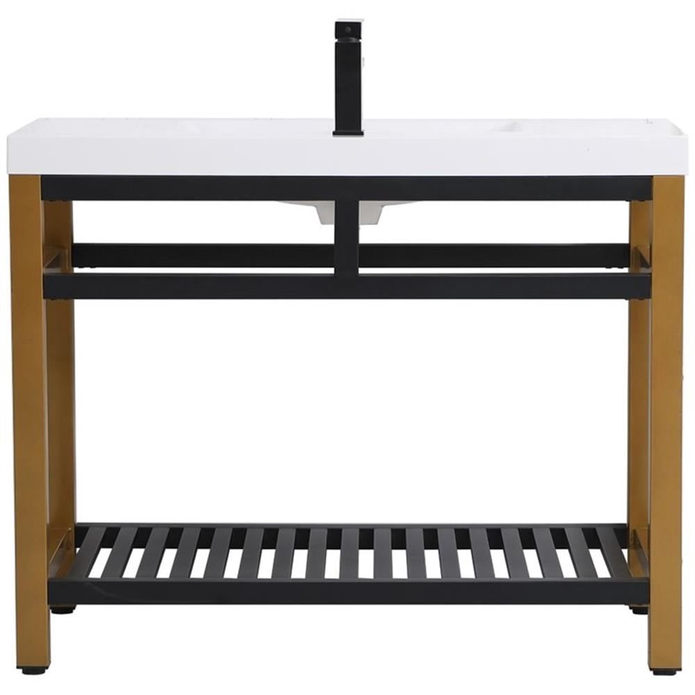 Elegant Kitchen and Bath 42 inch Single Bathroom Metal Vanity in Golden Black