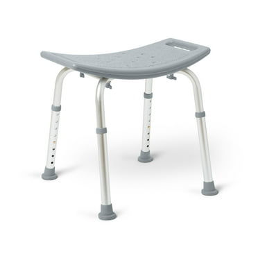 Medline Backless Shower Chair, Slip-Resistant, 250 lbs. Weight Capacity, Gray