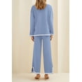 thumbnail image 2 of Conjunto de Suéter de Punto para Mujer PRETTYGARDEN con Pantalones de Pierna Ancha M Azul, 2 of 7
