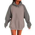 thumbnail image 3 of Oversized Hoodies for Women 2025 Fall Winter Long Sleeve Color Block Hooded Sweatshirt with Pockets Pullover Tops, 3 of 7