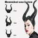 thumbnail image 3 of Disfraz de Halloween para mujer, tocado de cuernos de reina, disfraz de Maléfica, diadema de látex negra con cuernos para adultos, sombrero de Maléfica, 3 of 5