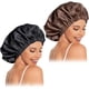 thumbnail image 1 of wonima11 Satin Bonnet Silk Bonnet Hair Bonnet for Sleeping-Slouchy Beanie Hat Satin Sleep Cap for Women's Natural & Curly Hair(Black&Brown), 1 of 1