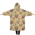 thumbnail image 2 of Oversized Wearable Blanket Hoodie,Yellow Highland Cow Flower Pattern Sherpa Blanket Hoodie with Super Pockets,Super Warm Fuzzy Pullover for Women & Men, 2 of 6