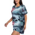 thumbnail image 2 of Picia Lighthouse in a Stormy Sea Pajamas Sets for Women Soft Short-Sleeved Pjs with Lounge Shorts Two Piece Sleepwear-3X-Large, 2 of 9