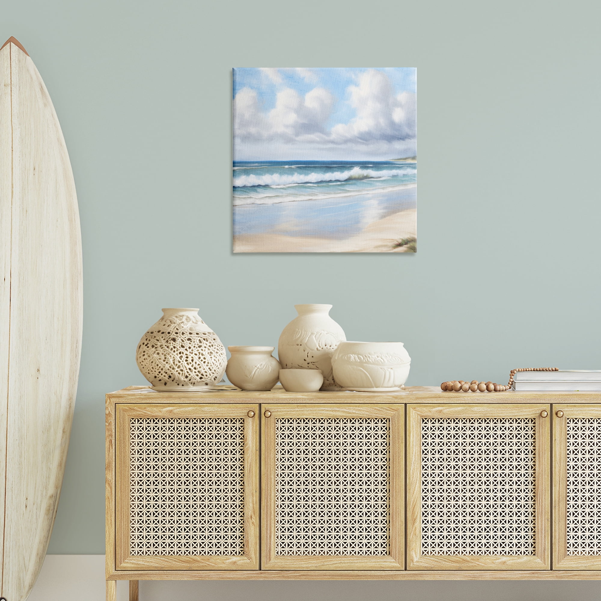 Stupell Industries Sand Walk Ocean Waves Landscape Painting Gallery Wrapped Canvas Art Print Wall Art, 30 x 30