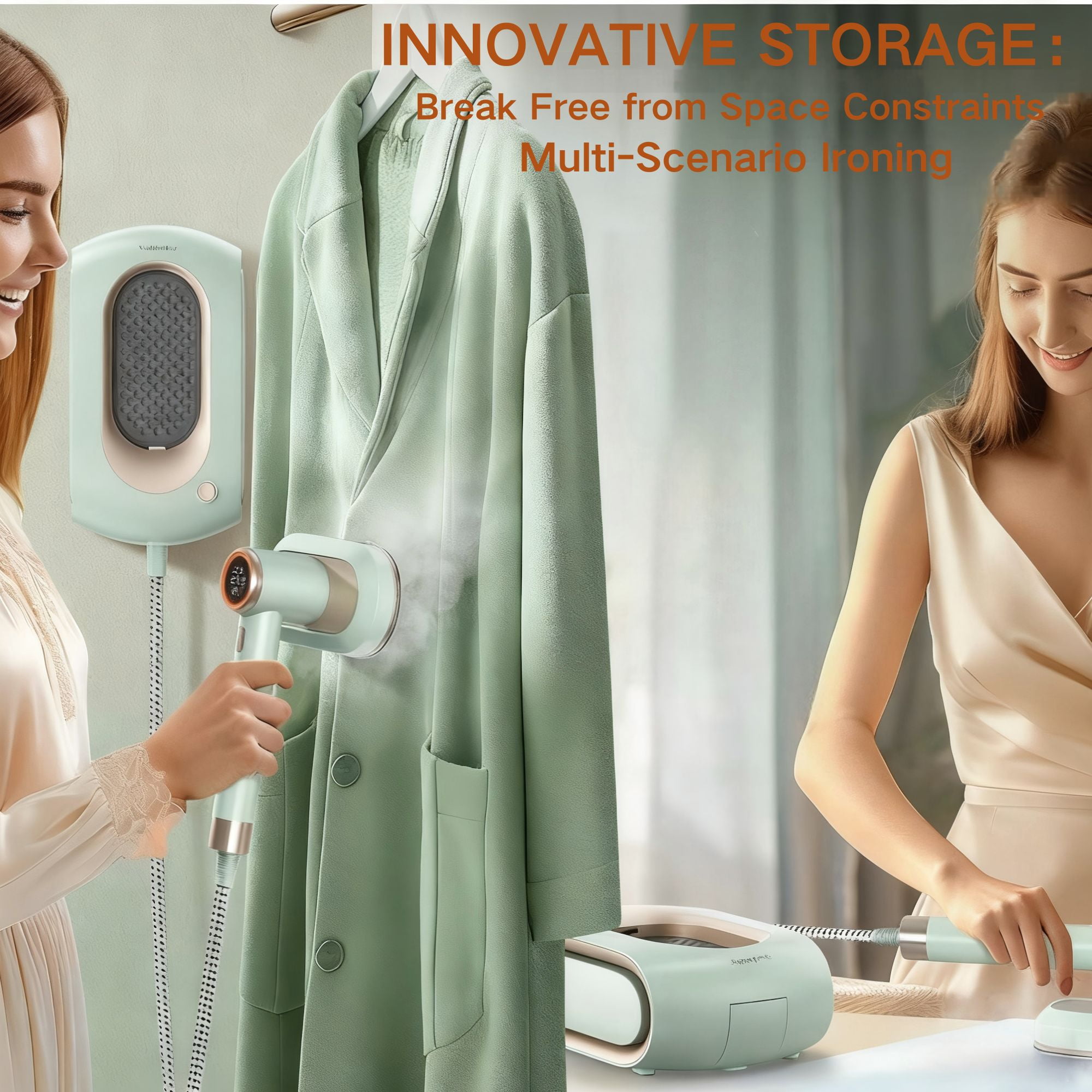 Steamer for Clothes,2-in-1 1550W Turbocharged Garment Steamer & Iron ,3 Levels Smart Control Steaming,1.2L Detachable Tank,Auto Shut-Off,Self-Cleaning,Innovative Storage: Hang or Wall Mount