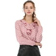 thumbnail image 1 of INSPIRE CHIC Blouse Chemise à Manches Longues à Col à Volants pour Femme de la Saint-Valentin TG à Pois Roses, 1 of 8