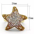 thumbnail image 2 of Luxe Jewelry Designs Women's Stainless Steel Starfish Shaped Ring with Multi Color Crystals - Size 9, 2 of 4