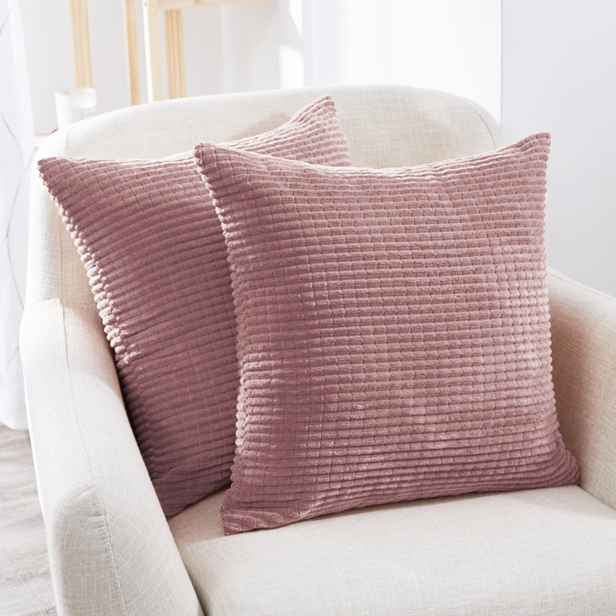 in 8 Colors and 9 Sizes Pink, 12x20 Pack of 2 Throw Pillow Covers Comfortable Soft Corduroy Corn Striped Pillow Case