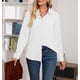 thumbnail image 3 of Blusa de mujer con cuello en V, camisa elegante de manga larga, blusa informal de trabajo, 3 of 5