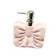 thumbnail image 3 of Dispensador de jabón de manos con forma de lazo y bomba, de cerámica, recargable y decorativo. Rosa, 3 of 9