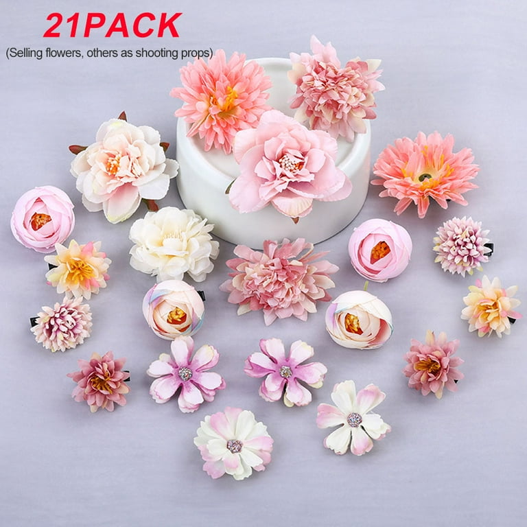 21 Pack Artificial Flower Hair Clips Wedding Bridal Prom Party Hair Styling Headpiece Decoration for Women Kids Style 2