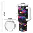 thumbnail image 5 of Neon Rainbow Fox Cup Insulated Tumbler Stainless Steel Vacuum Travel Mug 40 oz with Handle and Straw Lid, 5 of 7