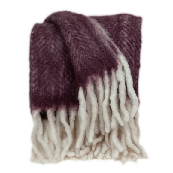 Parkland Collection Nagar 67x52" Solid Wool & Fabric Throw Blanket in Purple
