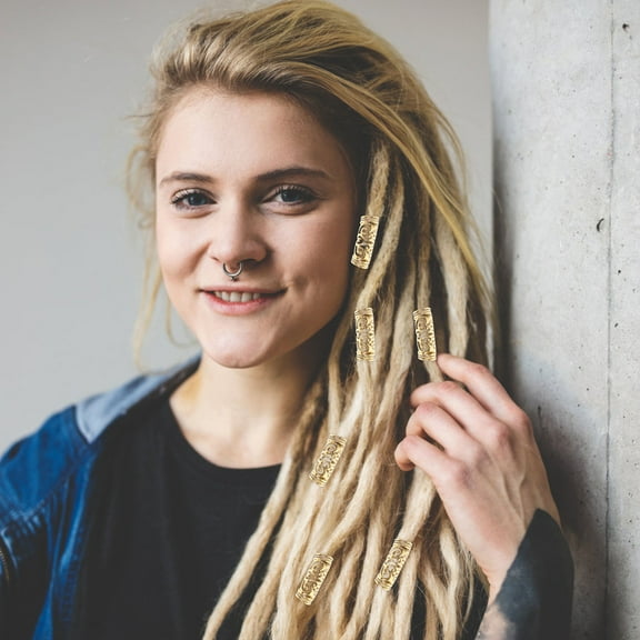 NICEXMAS 6Pcs Dreadlock Hair Accessory Retro Golden Hair Cuffs For Women Wedding Photo Bridal