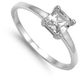 thumbnail image 4 of CHOOSE YOUR COLOR Square Clear CZ Solitaire Ring .925 Sterling Silver Band White Female Size 5, 4 of 4