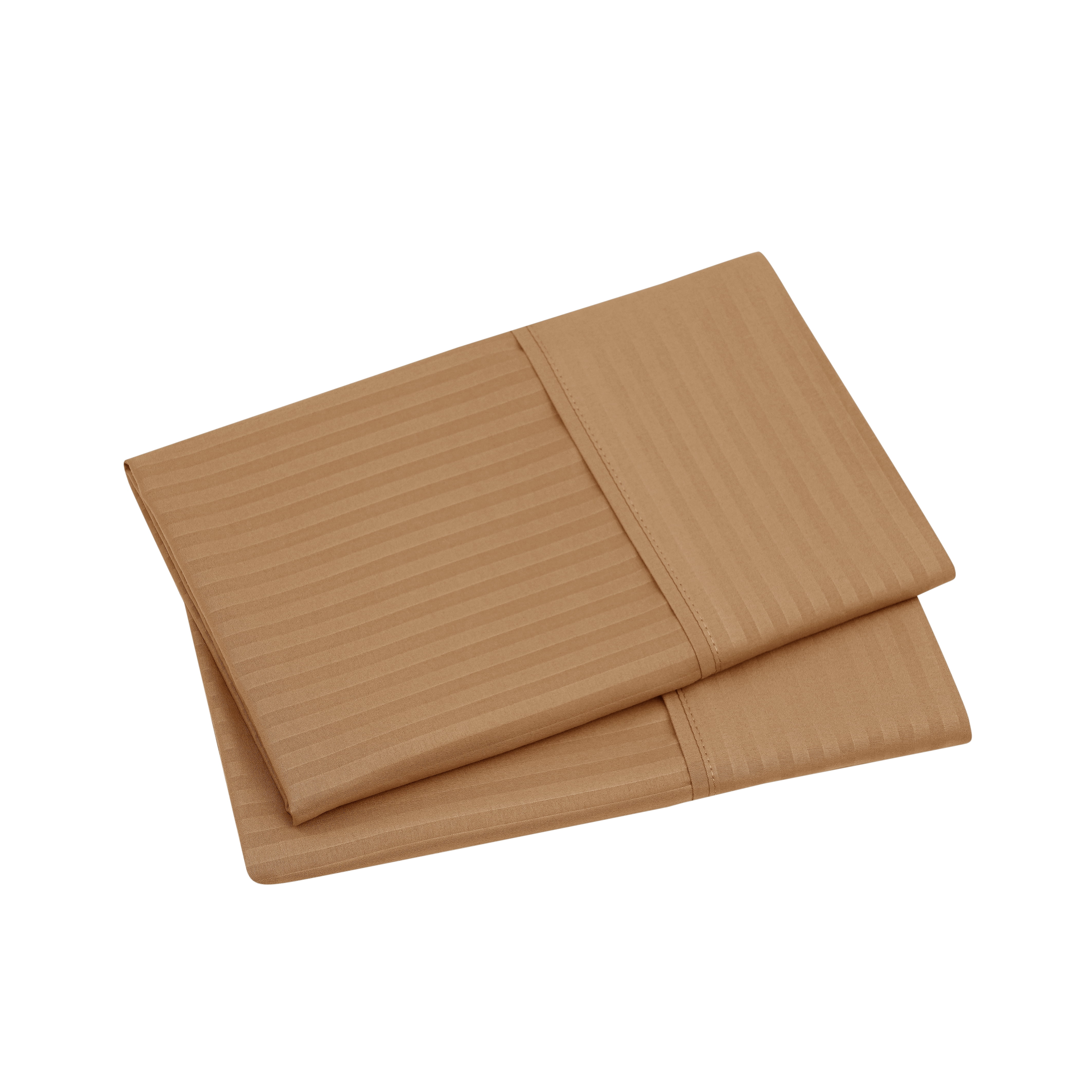 Mainstays Super Soft Brushed Microfiber Pillowcase Set, Caramel Brown Embossed Stripe, King, 2 Piece