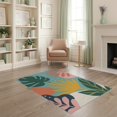 thumbnail image 2 of ODIKA 4'x6' Teal Coral Tropical Bliss Decorative Washable Area Rug Vibrant Botanical Patterns with Sunflower Motifs Pet Friendly, Non-Shedding for Bedroom, Reading Nook, 2 of 7