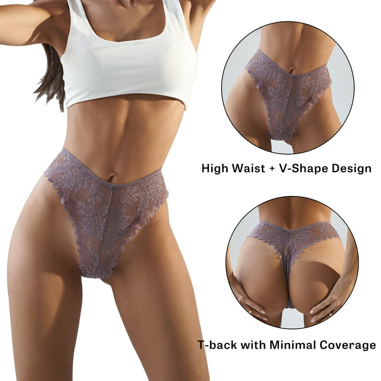 FINETOO 6 Pack Seamless Thongs for Women No Show Wavy Edge Side