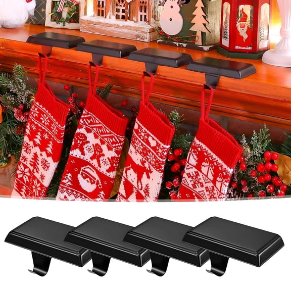 TALENO Weighted Metal Christmas Stocking Holders with Non-Slip Protective Pad | Heavy Base Stocking Hangers for Mantle,Tv Stand&Staircase | Elegant Low Design for Holiday Decor