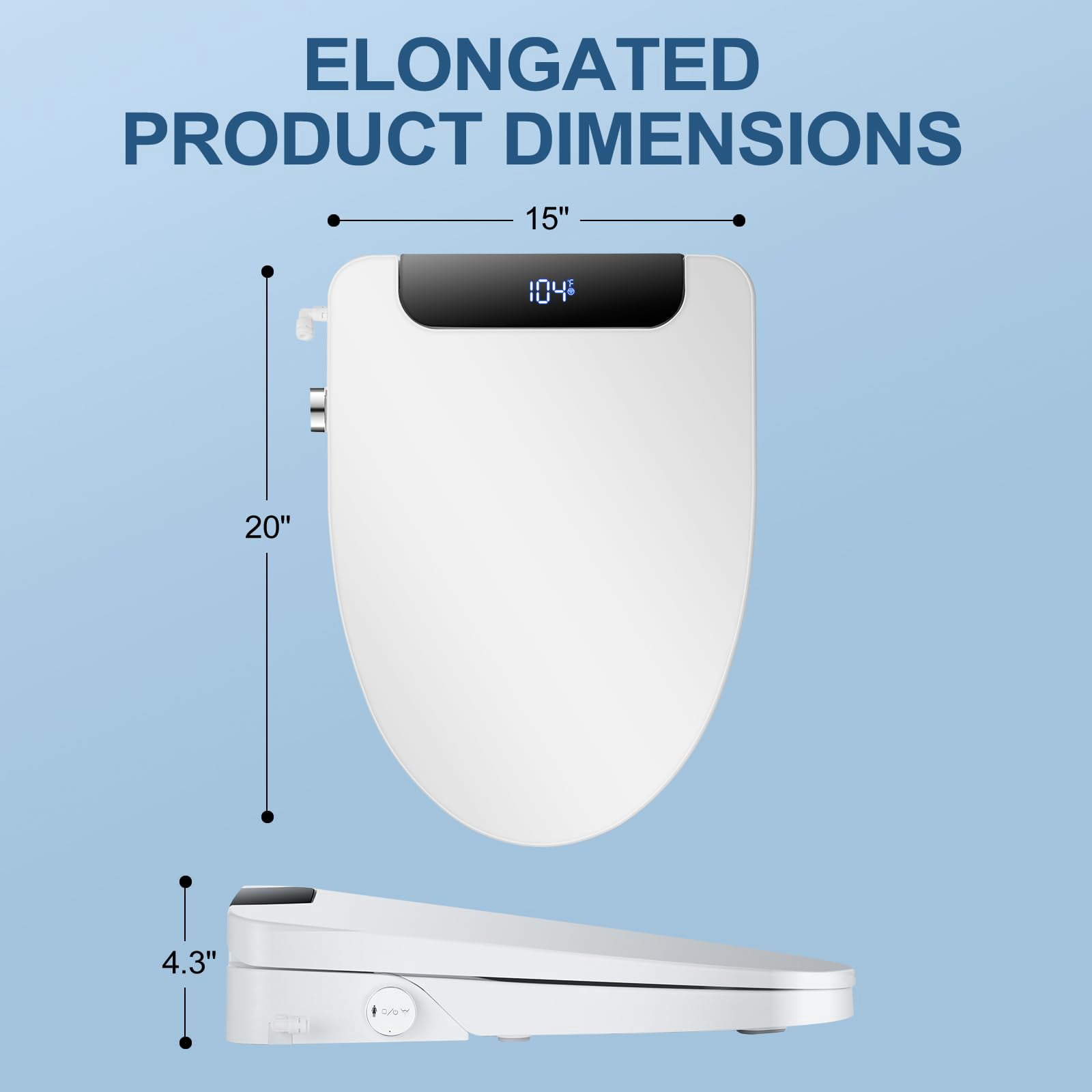 Electric Bidet Toilet Seat  Elongated Warm Water With Air Dryer Heated And Slow Close Lid Adjustable Temperature Front Rear Wash Led Nightlight Wireless Remote 102
