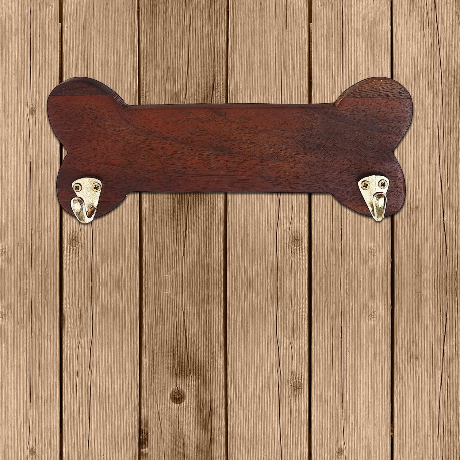 Forme D'Os En Bois Avec 2 Crochets D'Or