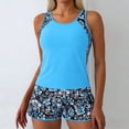 thumbnail image 6 of Women Athletic Two Piece Swimsuit Set Padded Printed Tank Top with Shorts Bathing Suit Multicolor L, 6 of 9
