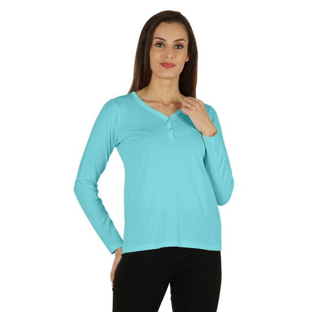 Inkmeso Solide Bouton T-shirt Henley pour les Femmes T-shirts Décontractés BasicLong SleeveTee