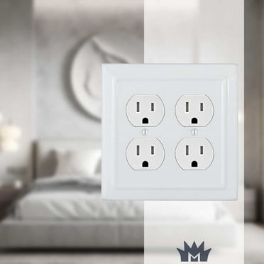 Monarch Abode, Architectural, Duplex Outlet Wall Plate Cover, 2 Gang, Classic White