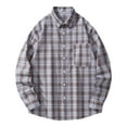 thumbnail image 6 of Afuyipoi Mens Button-Up Shirts,Stylish Checkered Long Sleeve Lightweight Casual Woven Shirts Coffee 2XL, 6 of 7