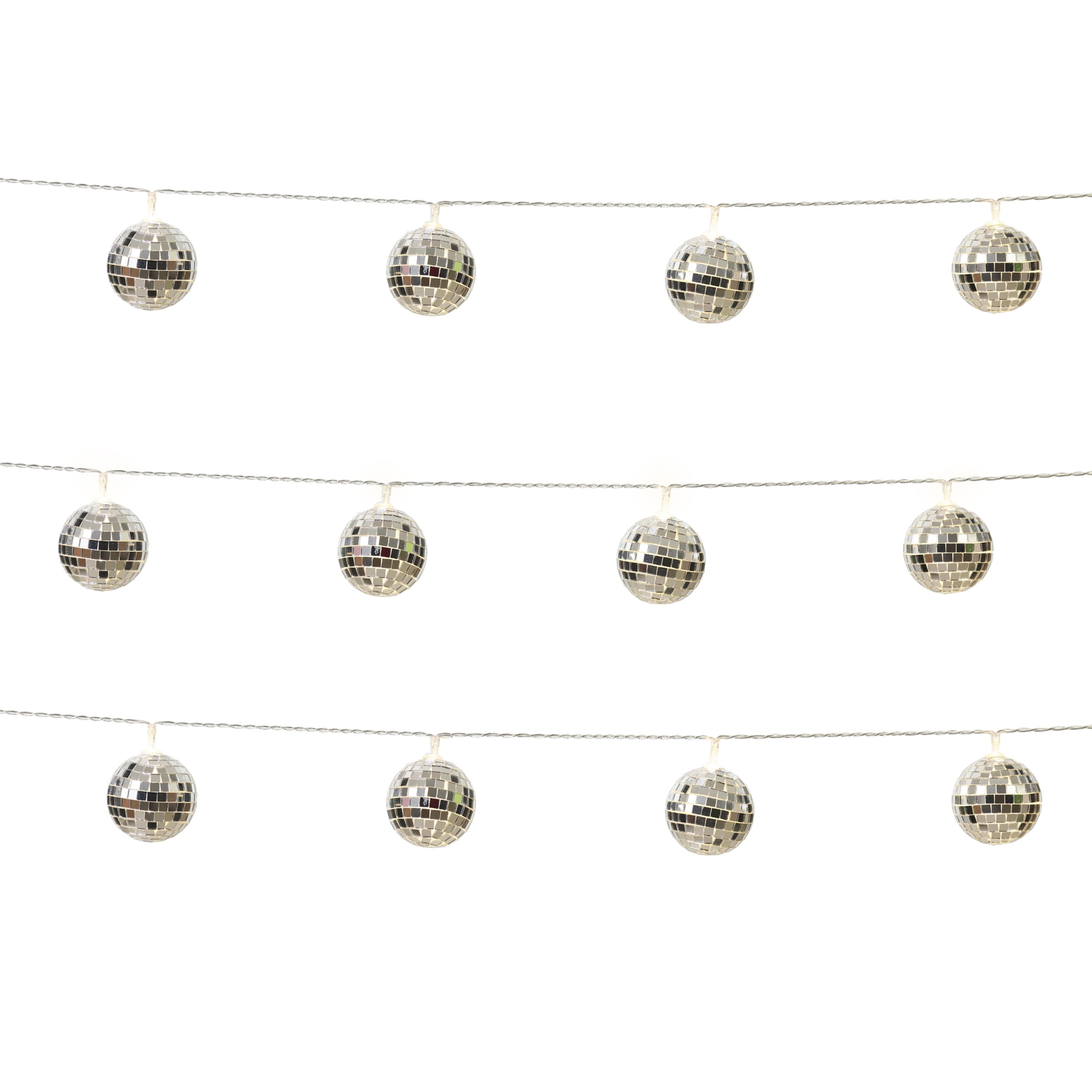 (3 pack) Mainstays 10-Count Battery-Operated Indoor Disco Ball Lights, with Warm White LED Lights