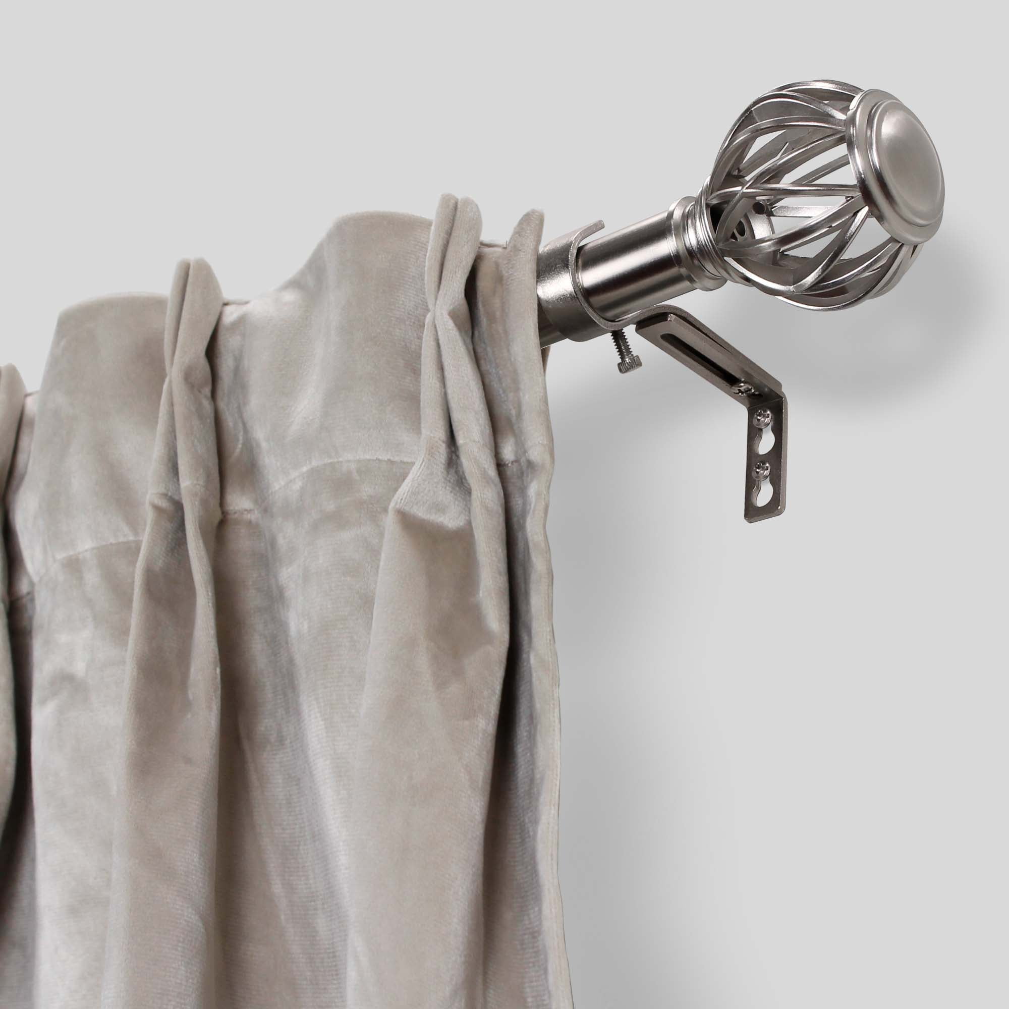 1" Single Curtain Rod Set with Decorative Cage finials