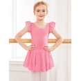 thumbnail image 2 of Arshiner Girls Ruffle Sleeve Ballet Dance Dress Tutu Skirted Leotard | with Two Layers Sequins Asymmetrical Tulle Skirt, Soft High Stretchy Fabric, 2 of 5