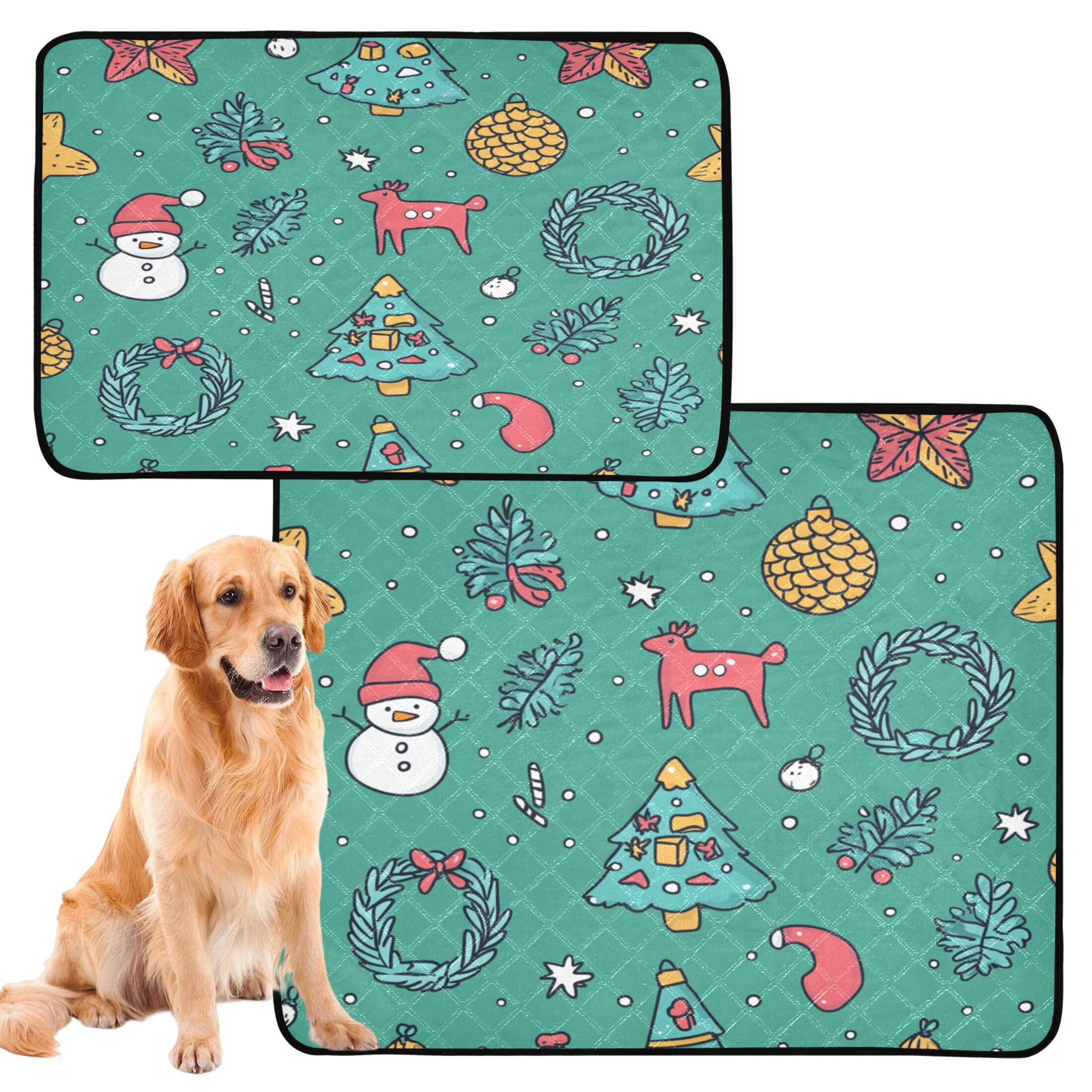 Qxltty Cartoon Christmas Patterns with Simple Lines Cat litter Pads Pet Set of 3 Diaper Mats Center Anti-leakage Layer Absorbent Soft and Comfortable