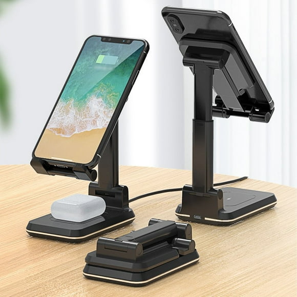 Car Phone Holders Charger, Foldable Wireless Charging Station 2 in 1 Charging Station for Multiple Devices 10w Wireless Charger Stand Cell Phone