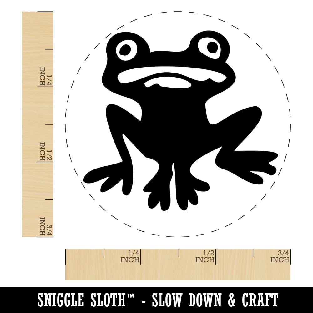 Weird Creepy Frog Self-Inking Rubber Stamp Ink Stamper - Brown Ink - Small 3/4 Inch