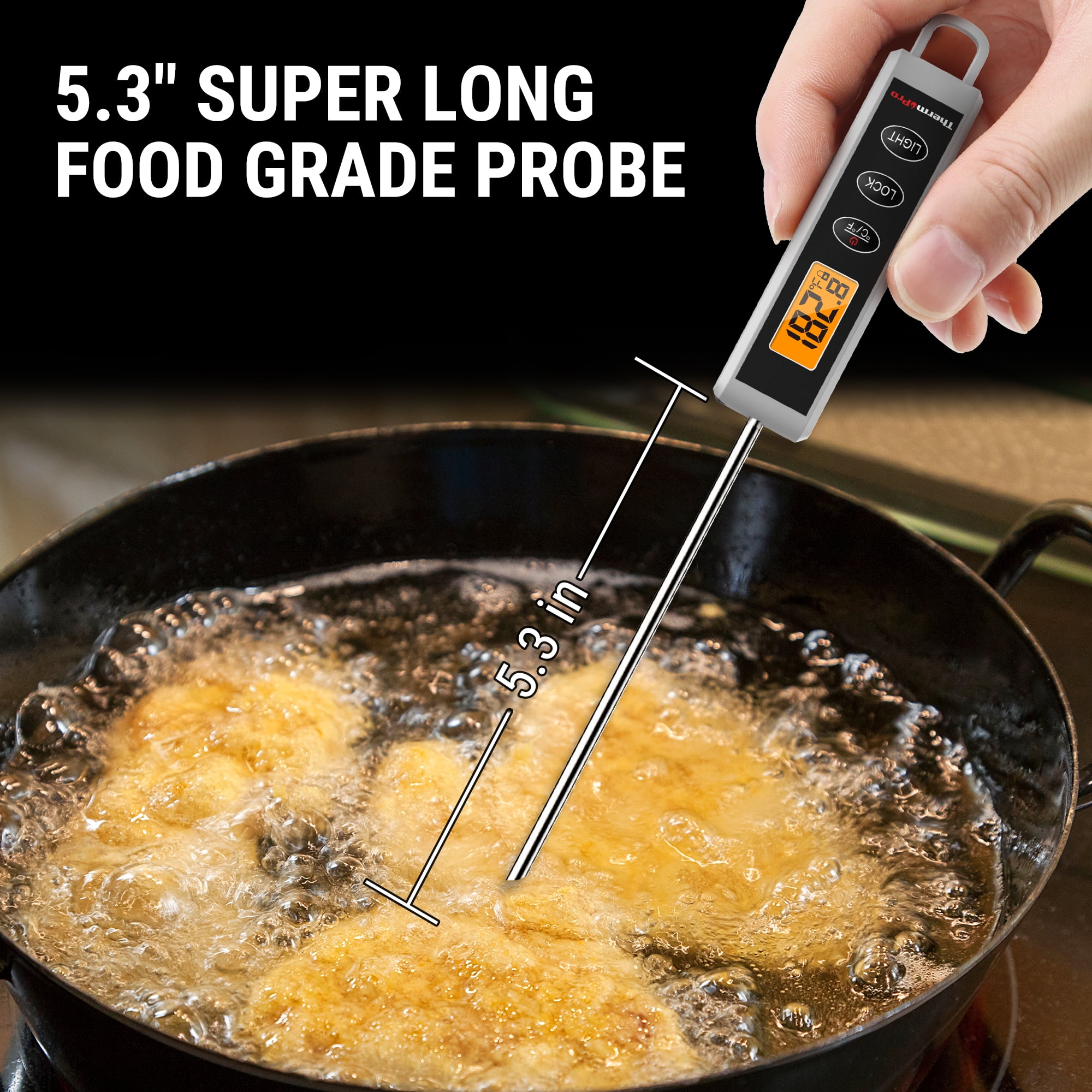 ThermoPro Digital Meat thermometer, LCD Display with Backlight for Cooking, Candy Making and Oil Deep Frying - TP500W