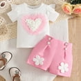 thumbnail image 2 of kpoplk Toddler Baby Girl Summer Clothes 3 6 9 12 18 24 Months Cotton Outfits Short Sleeve Contrast T-Shirts Tops Shorts Sets(Pink,9-12 M), 2 of 7
