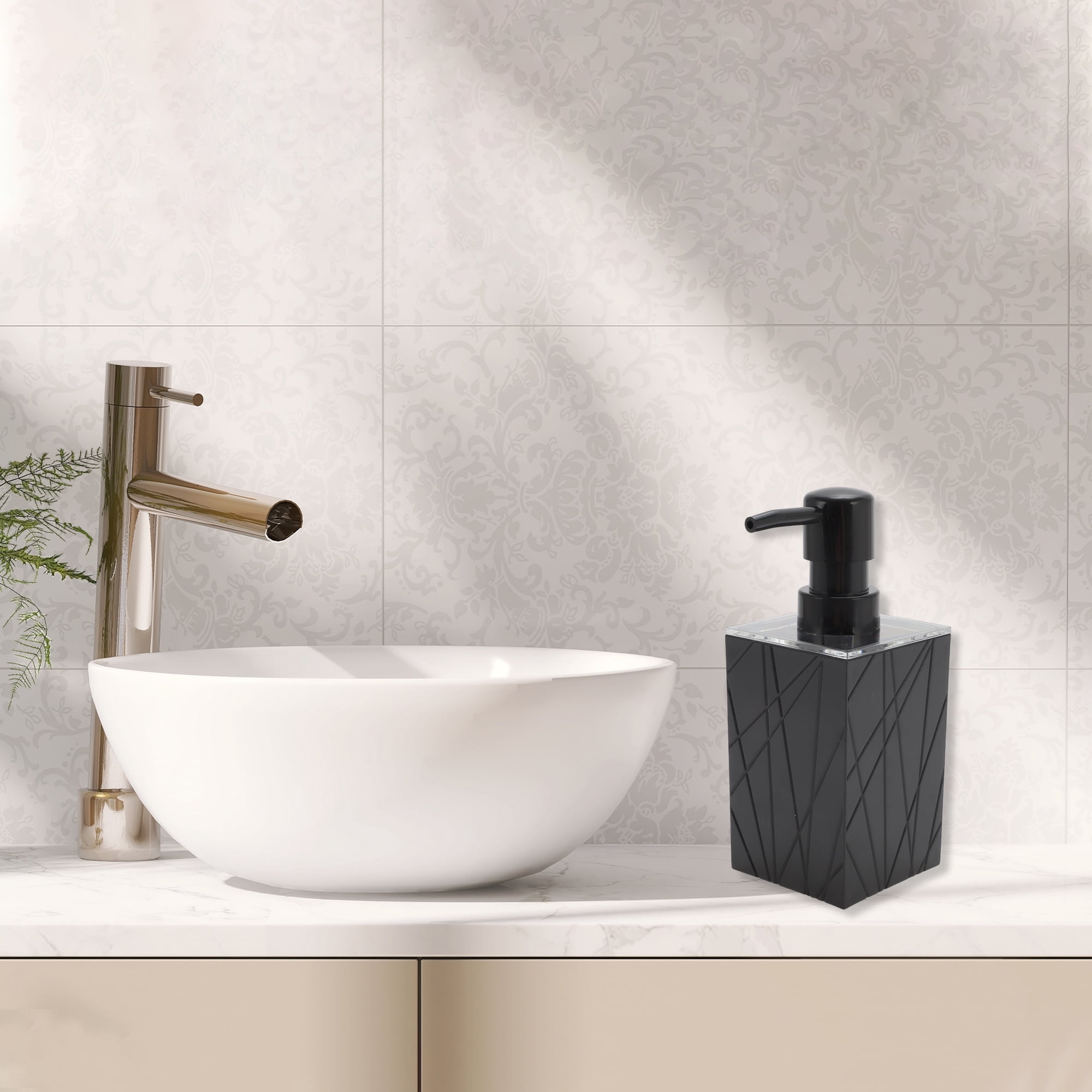 Unique Bargains 1 Set  Classic Soap Pump Dispenser Set for Bathroom for Laundry Rooms Black
