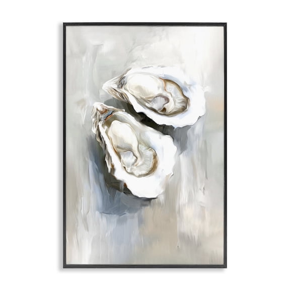 Stupell Industries Two Oysters Seashell Mirage Animals Painting Black Framed Art Print Wall Art, 12 x 18
