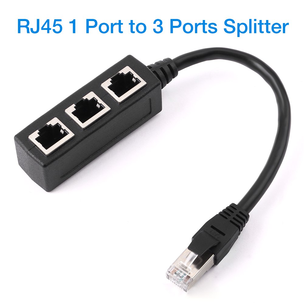 RJ45 1 to 3 Ports Splitter Socket Network LAN Cable Extend