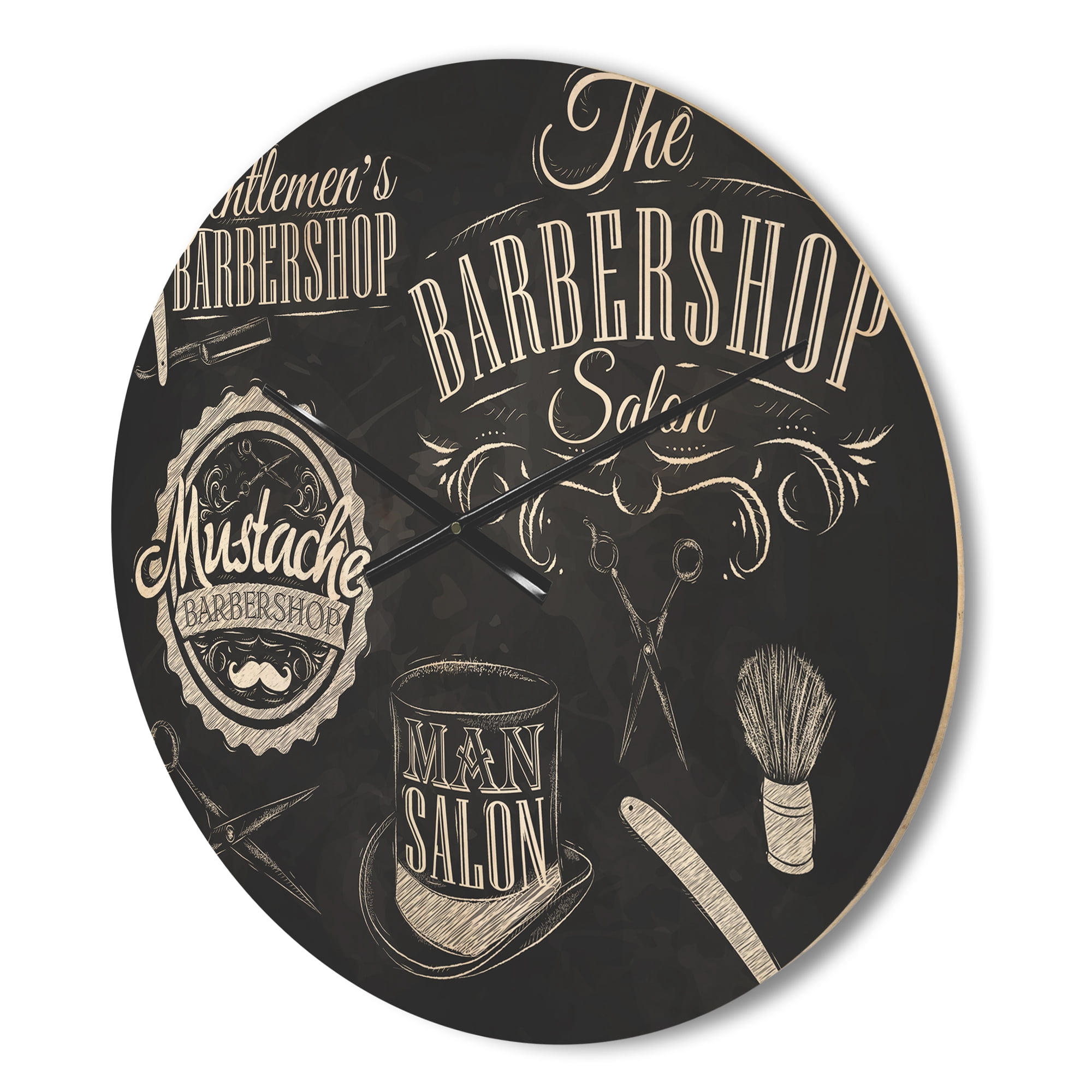 Designart 'Set Barbershop Quotes' Modern Wood Wall Clock