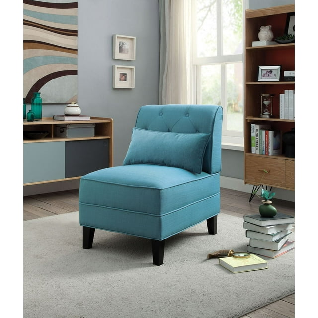 Chaise d'appoint et coussin Susanna d'ACME en lin bleu sarcelle