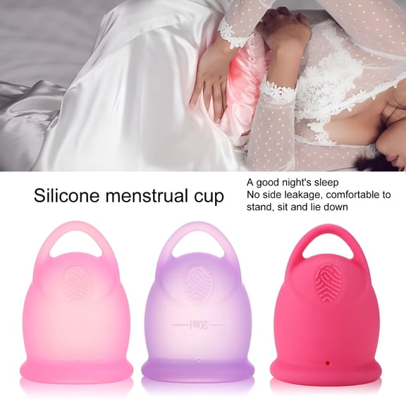 XIRQI Menstrual Cup with Pull Ring Ergonomic Design Flexible Leak-proof Easy Removal Tampon Pad Alternative Reusable Soft Silicone First Period Cup for Girls Women