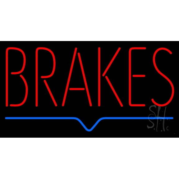 Red Brakes Blue Lines LED Neon Sign 20 x 37 - inches, Clear Edge Cut Acrylic Backing, with Dimmer - Bright and Premium built indoor LED Neon Sign for automotive store, and mall.