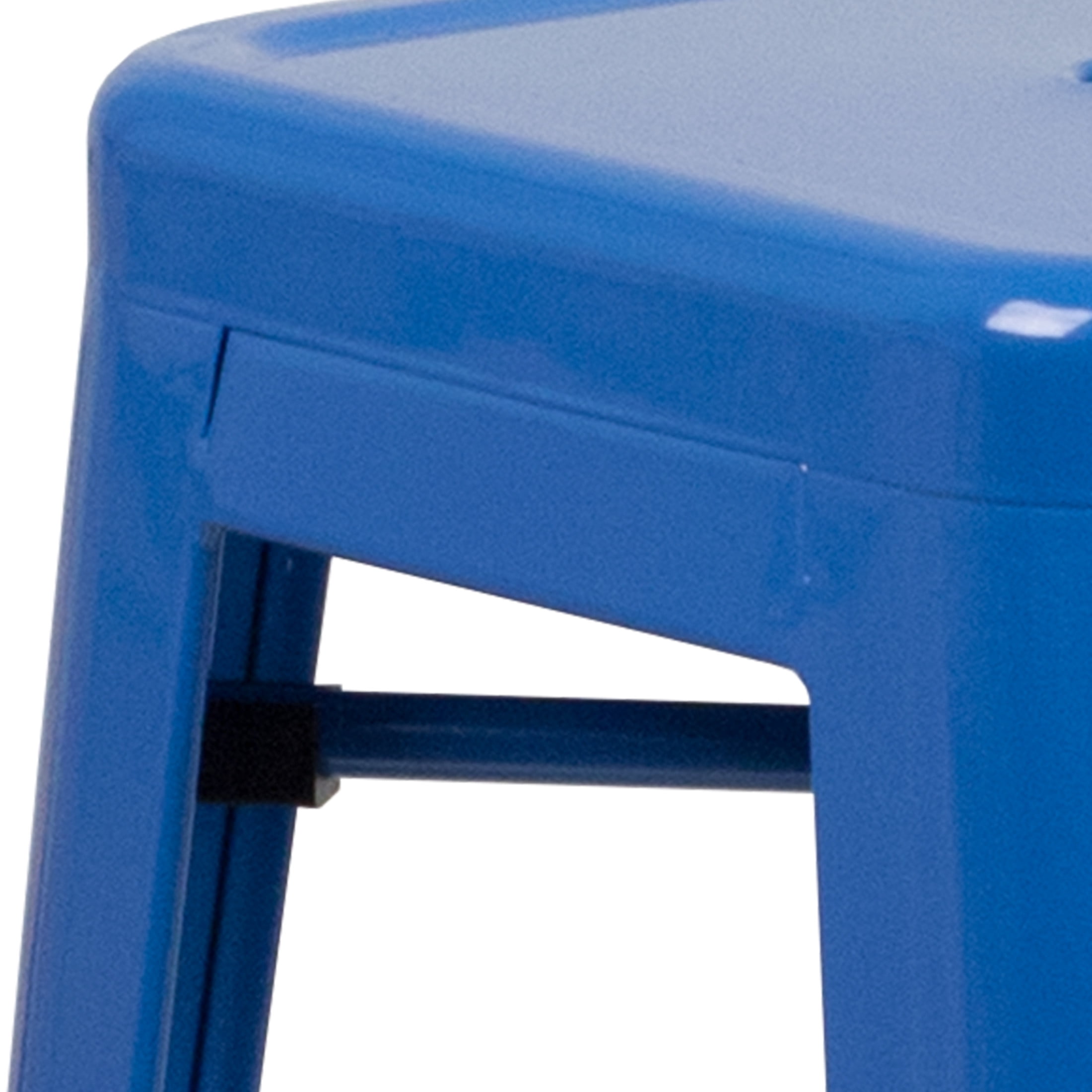 Merrick Lane Blue 30" High Backless Metal Bar Height Stool with Square Seat for Indoor-Outdoor Use