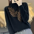 thumbnail image 2 of Fiaer Sweaters for Women Crew Neck Long Sleeve Trendy Solid Plus Size Loose Fit Warm Knit Tops Black L, 2 of 3